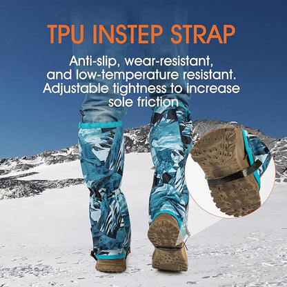 likloks Adjustable Leg Gaiters for Men & Women - Lightweight & Waterproof Gaiter for Hiking, Snow, Trail, Trekking, Hunting, Climbing