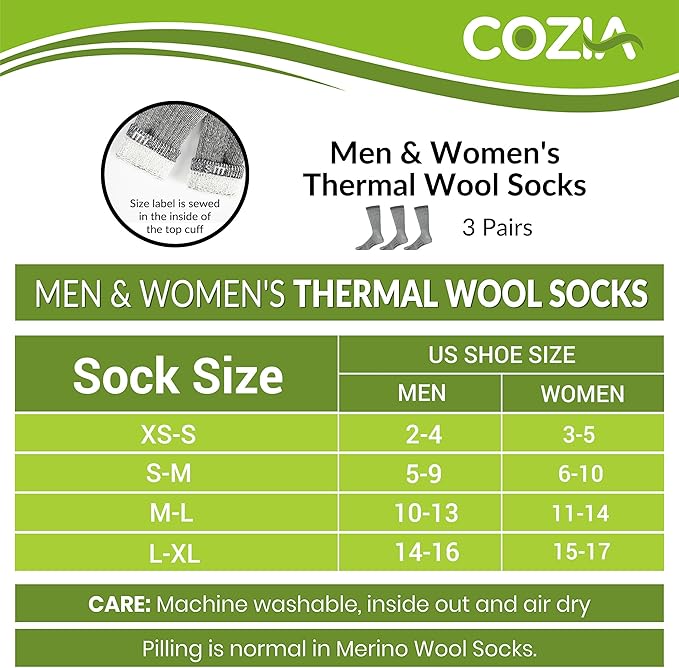 Merino Wool Socks Casual Warm Socks for Winter Cozy Boot Socks for Men & Women