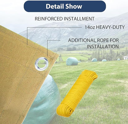 10’x20’ Canvas Tarps Heavy Duty Waterproof Tarpaulins with Aluminum Grommets,UV Resistant, 22Mil Multipurpose Drop Cloth, 14oz Cover Sheet for Outdoor and Indoor Use with Ropes Yellow