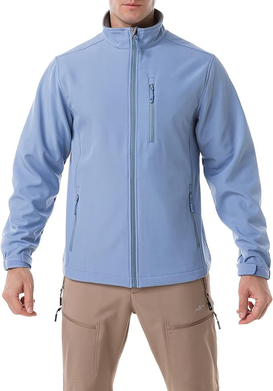 TRAILSIDE SUPPLY CO. Men's Softshell Jacket Fleece Lined Windbreaker,Lightweight Water Resistant Winter Coat