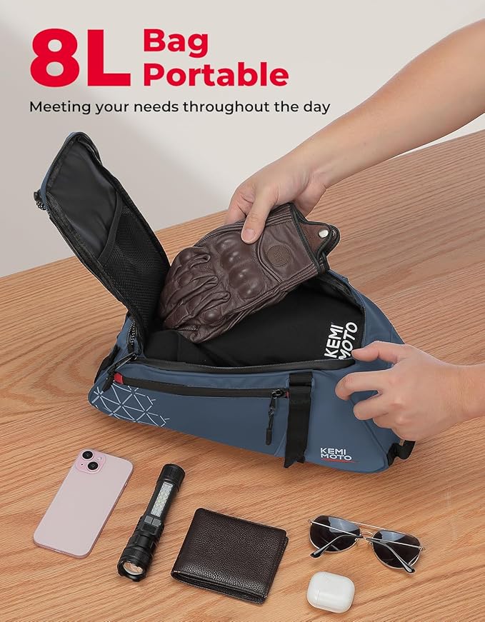 KEMIMOTO Rear Bike Rack Bag - 8L PVC Water Resistant Ebike Bags for Bicycle Rear Rack, Bicycle Trunk Pannier for Commuter Travel Shopping and Cycling (Blue)