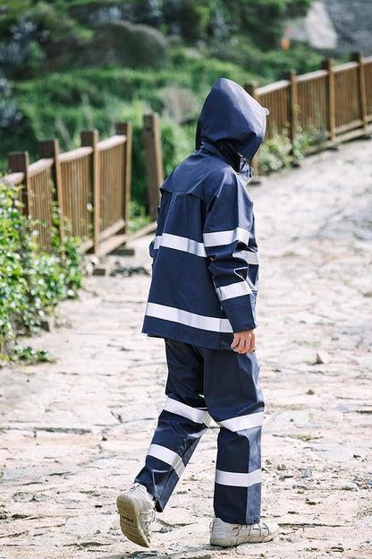 RainRider Rain Suits for Men Women Waterproof Reflective Rain Coat and Bib Pants for Safety Heavy Duty Rain Gear Fishing