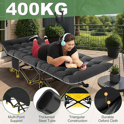 ABORON 2PK Oversized Folding Camping Cot for Adults, Double Layer 1200D, 500lb Capacity, Heavy Duty Guest Cot with Mat & Carrying Bag for Indoor & Outdoor Use