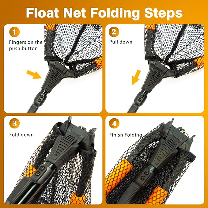 Floating Fishing Landing Net - Foldable for Freshwater or Saltwater - Folding and Fly Fishing