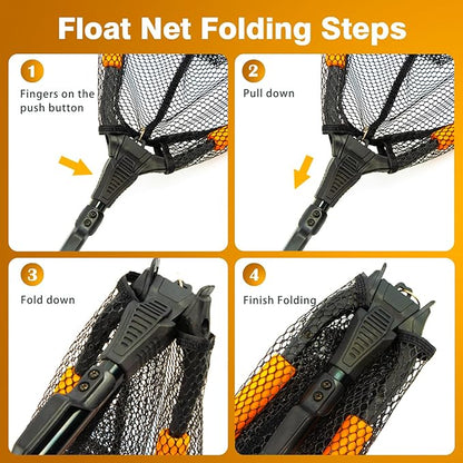 Floating Fishing Landing Net - Foldable for Freshwater or Saltwater - Folding and Fly Fishing