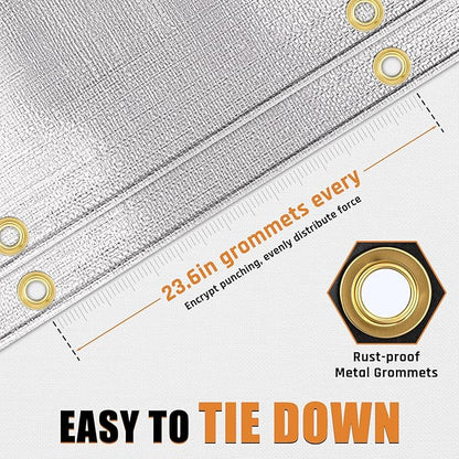 10x20FT Waterproof Tarp, Yumatum 16 Mil Heavy Duty Tarps with Reinforced Edges/Brass Grommets, 100% UV Blocking/Tear Resistant Poly Tarp for Camping, Patio, Tent, Boat(Silver/Black)