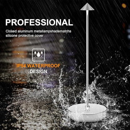 2Pack Rechargeable Cordless Table Lamp, Portable Powered LED Battery 6000mAh Metal USB Desk Lamp, 3 Levels Brightness Light for Restaurants Outdoor (2pack Silver)