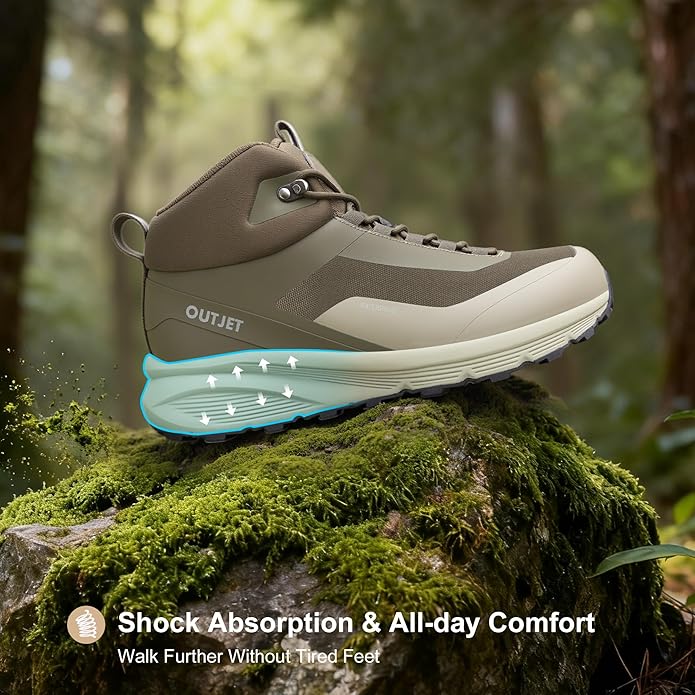 Men's Waterproof Hiking Boots Lightweight Comfortable Breathable Outdoor All-Terrain Trekking Ankle Boots