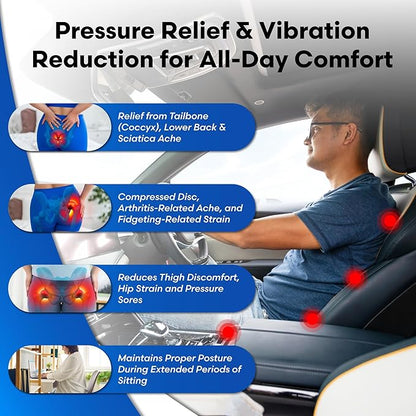 ERGO21 Travel Seat Cushion with LiquiCell Technology – Thin Orthopedic Butt Pillow for Sciatica, Tailbone, Coccyx & Back Pain – Seat Pad for Car Driving, Truck, Wheelchair, Airplane, Office, Home Use