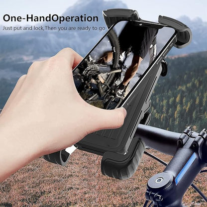 Bike Motorcycle Phone Mount,[Super Stable Metal] Bike Motorcycle Phone Holder with Security Lock, Bicycle Phone Mount with Soft Cushion & Adjustable Clip Compatible with 4.7''-6.8'' Phone