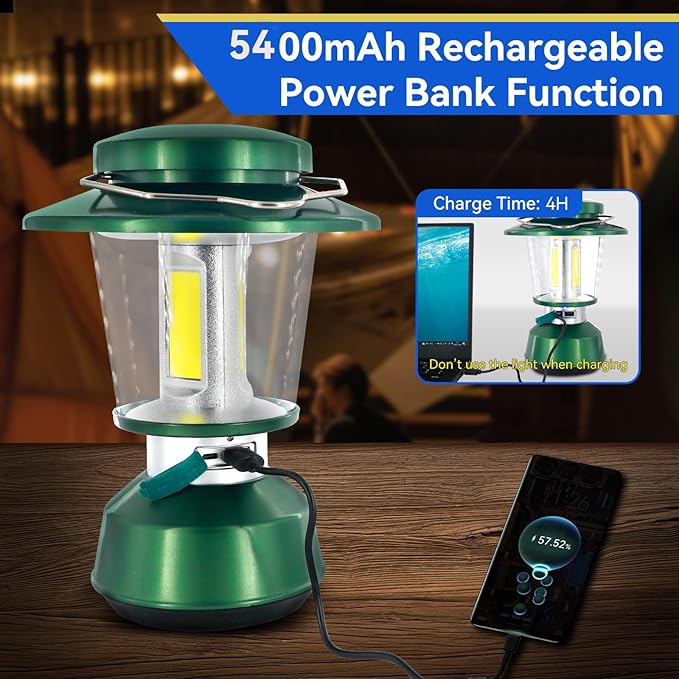 Durapower Rechargeable Camping Lantern,2800 Lumen Super Bright LED Camping Lantern, 5400 mAh Power Bank, IP44 Waterproof, 20 Hours, Portable Lantern for Hurricane, Power Outages