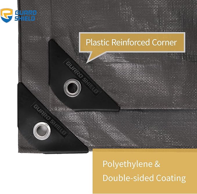 GUARD SHIELD Heavy Duty Tarp Waterproof 16x16 Feet Grey Large Outdoor Tarps Cover 12mil