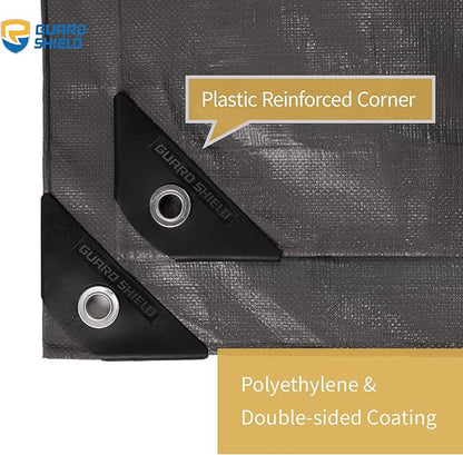 GUARD SHIELD Heavy Duty Tarp Waterproof 16x16 Feet Grey Large Outdoor Tarps Cover 12mil