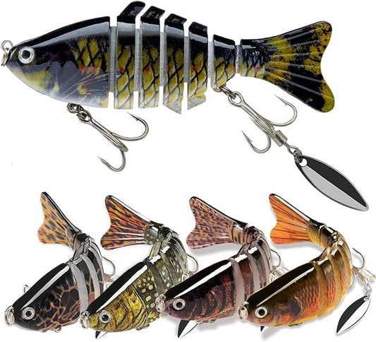 Fishing Lures with Spinner Baits Blades for Topwater, Swimbait for Trout and Bass Slow Sinking, 5pcs Fishing Hard Baits