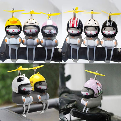 wonuu Duck Bike Bell with Light and Helmet Cute Hamster Bicycle Horn, Dashboard Decoration Hamster Toy Motorcycle Bike Bells Rubber Duck Car Dashboard Decorations (White&Star-Hamster)