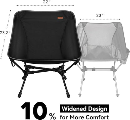 TOBTOS 2 Pack Ultralight Camping Chair, Portable Folding Backpacking Chair, Compact Camping Chair with Carry Bag for Outdoor Camp Hiking Backpack Beach Travel (Black)