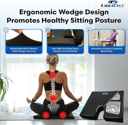 ERGO21 LiquiCell Coccyx Seat Cushion, Aid for Tailbone Pain Relief, Sciatica Pain, Back Support | Donut Like Butt Pillow for Long Hours Sitting at Home/Office Chair (20" W x 18" L x 2.5" H)