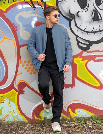 TBMPOY Men's Fall Jacket Winter Windbreaker Bomber Zip Up Padded Softshell Warm Windproof Casual Coat