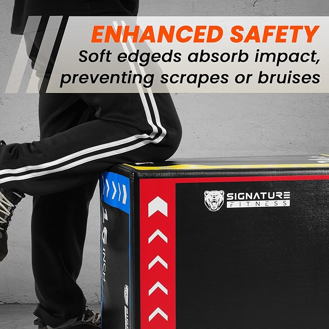 Fitvids Plyo Box 3-in-1 Foam Plyometric Jump Box for Home Gym Training Fitness Workout Exercise