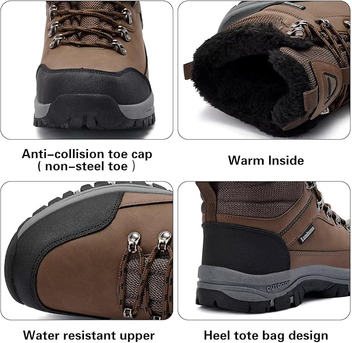 Lamincoa Mens Snow Boots Water Resistant Hiking Boots for Men Non-slip Winter Outdoor Warm Comfort Camping Backpacking Shoe