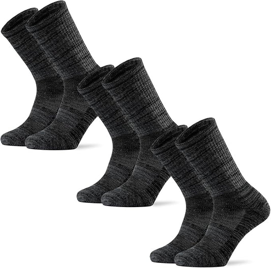 Ortis Men's Merino Wool Cushion Crew Socks with Moisture Wicking Control Light Weight Breathable for Outdoor Hiking Cycling