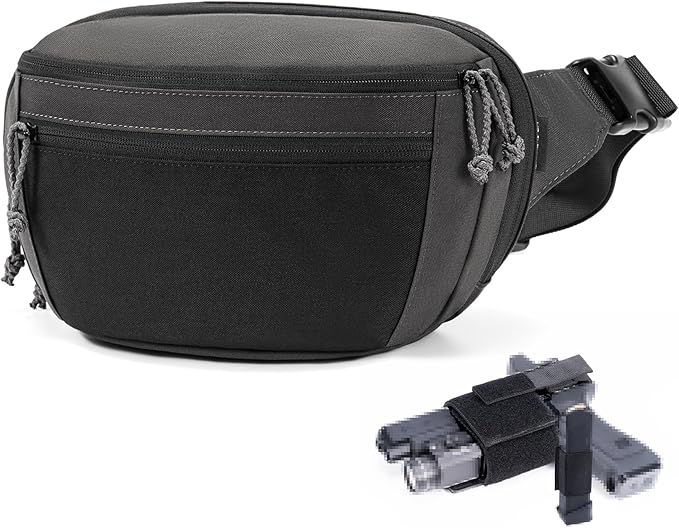 SHANGRI-LA Tactical Concealed Carry Fanny Pack for Men and Women, Low-Profile CCW Waist Bag, with Pistol Holster and Mag Holder, Multi-Use for Hiking, Travel, EDC