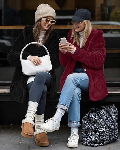 MANGOPOP Womens Fleece Jacket 2025 Winter Oversized Fuzzy Hooded Coat Button Cardigan Sherpa Sweaters Outerwear with Pockets