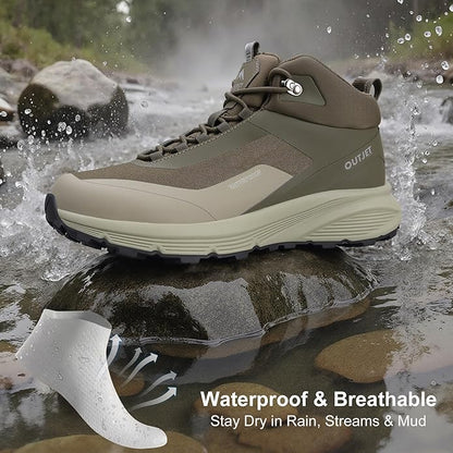Men's Waterproof Hiking Boots Lightweight Comfortable Breathable Outdoor All-Terrain Trekking Ankle Boots