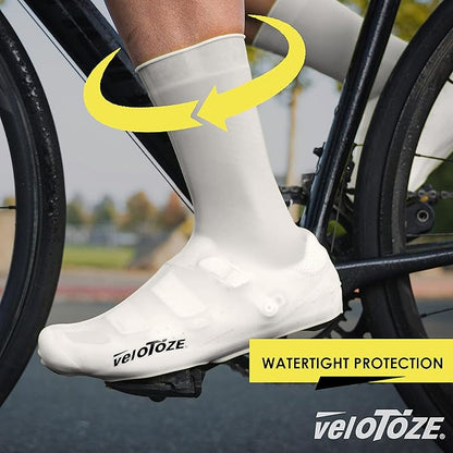veloToze Tall Silicone Shoe Cover with Snaps - Covers Road Cycling Shoes - Waterproof, Windproof Reusable Boot-Style Overshoes for Bike Rides in Winter, Rain, Cold Weather Biking - for Men and Women