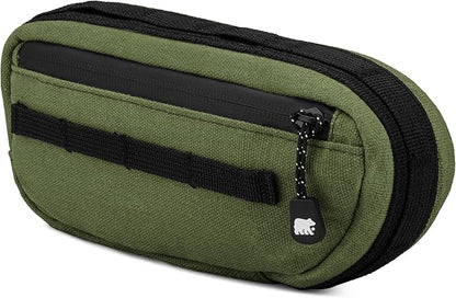Waxed Canvas Frame Bag – Waterproof Zippers, Dual Storage Compartments, Adjustable Straps – Fits All Frame Sizes, Perfect for Cycling, Commuting, and Adventure Rides (Olive Green)