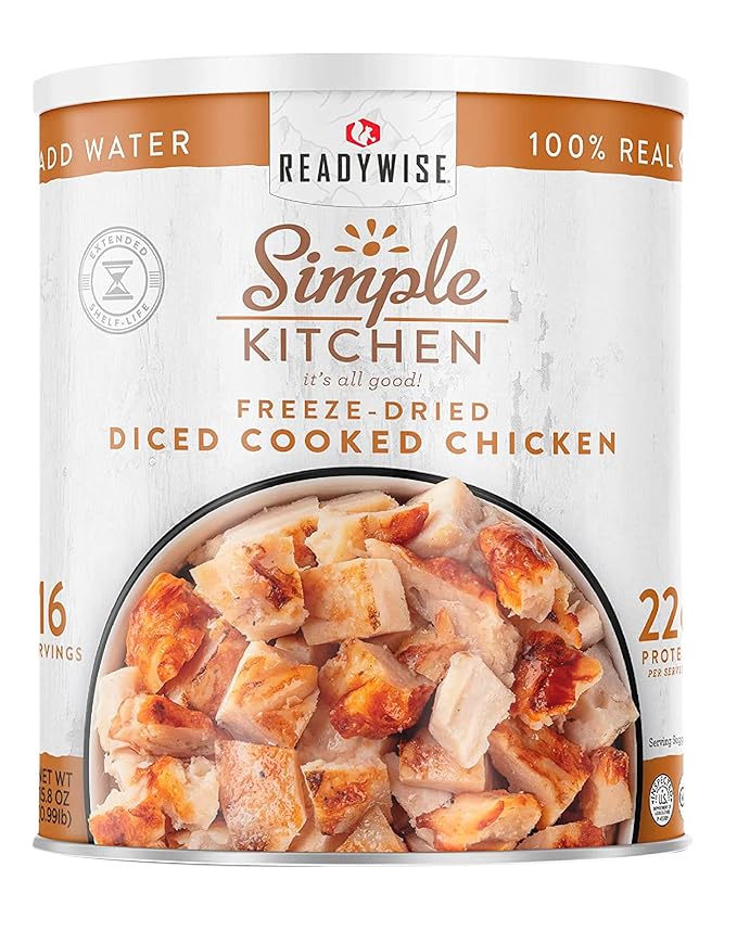 Simple Kitchen Freeze Dried Diced Chicken – 16 Servings for Family Meal Prep, Gluten Free & Dehydrated Survival Just Add Water Canned Food, for Camping Meals, Backpacking & Hiking, #10 Can Package