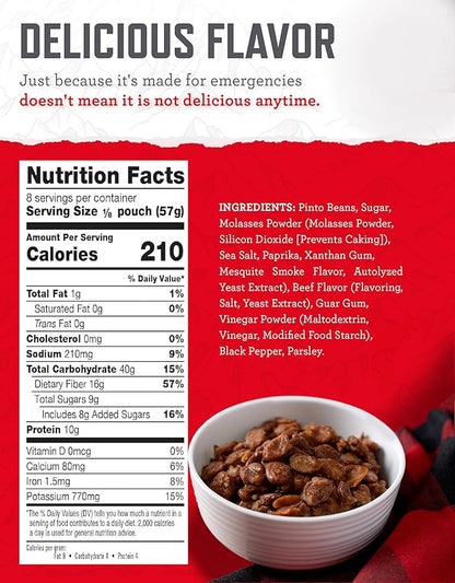 ReadyWise Emergency Food Supply - 120 Servings BBQ Beans Bucket, Freeze Dried Protein Meals, Camping Essentials, Ready to Eat, Survival Disaster Prepping Supplies, up to 25 Year Shelf Life