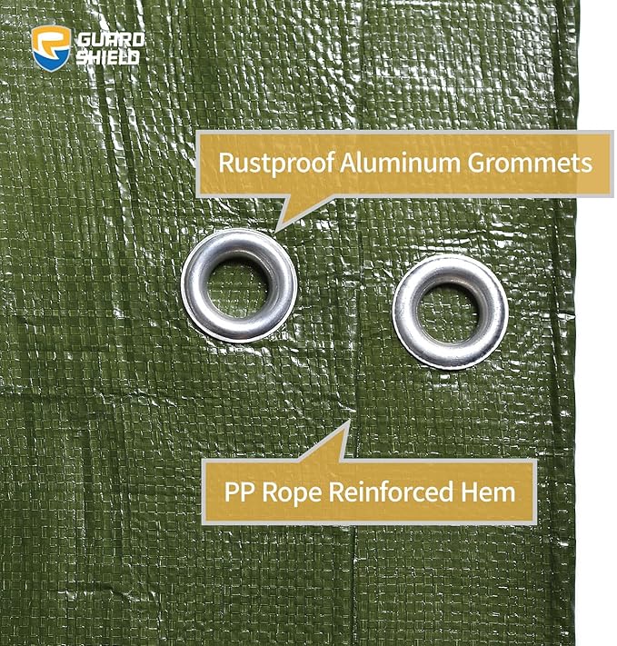 GUARD SHIELD Tarp Green Tarps Heavy Duty Waterproof 20x30 Feet Extra Large Outdoor Tarp Cover 12mil