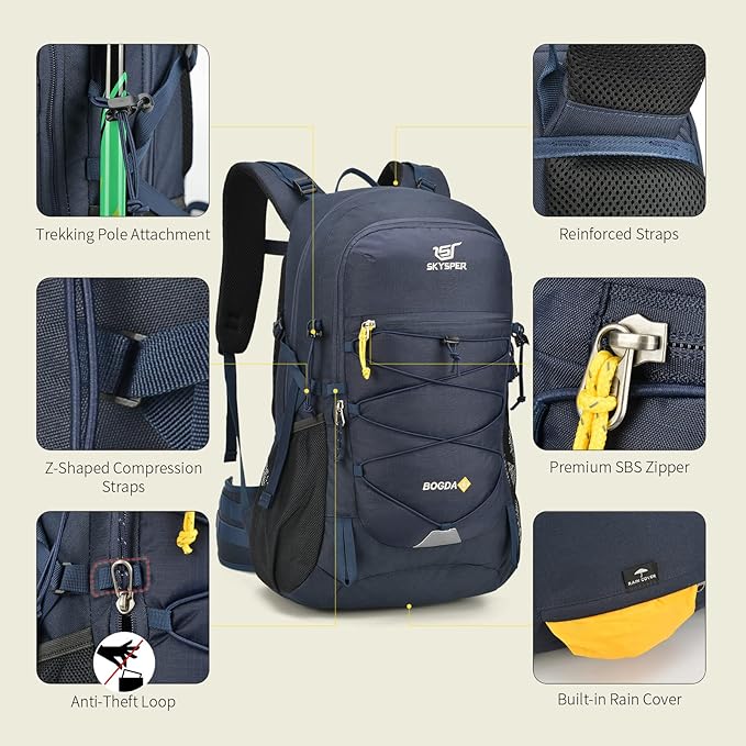 SKYSPER Hiking Backpack for Men Women, 35L Travel Backpack Waterproof Camping Backpack Outdoor Lightweight Daypack