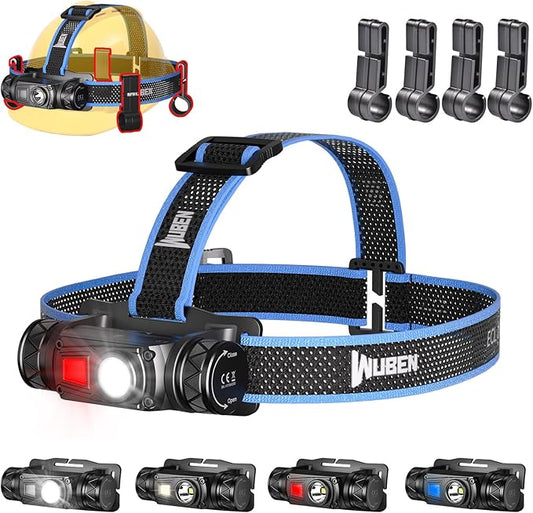 WUBEN H1 Pro Rechargeable Headlamp, 1200 High Lumen Ultra Bright LED Head Lamp, 11 Modes 180°Adjustable IP68 Headlight with Red Light for Outdoors Camping Hunting Hiking Running Fishing Gear