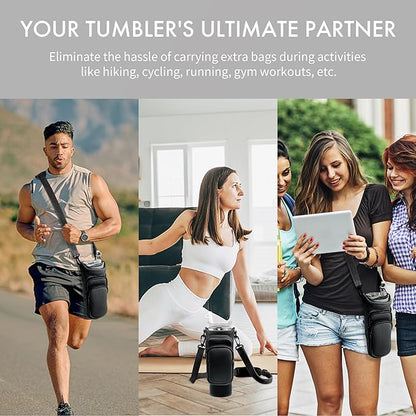 Water Bottle Carrier Bag with Phone Pocket for Stanley Cup 40/30 oz, Water Bottle Holder with Adjustable Strap& Straw Cover, Stanley Cup Accessories