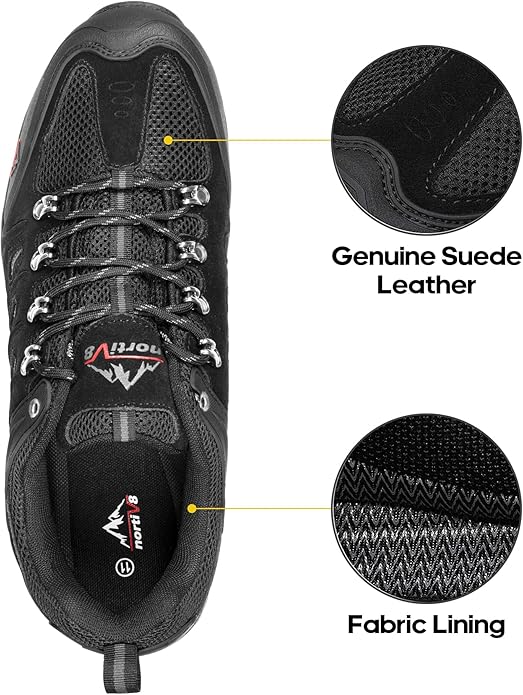NORTIV 8 Men's Waterproof Hiking Shoes Leather Low-Top Hiking Shoes for Outdoor Trailing Trekking Camping Walking Quest