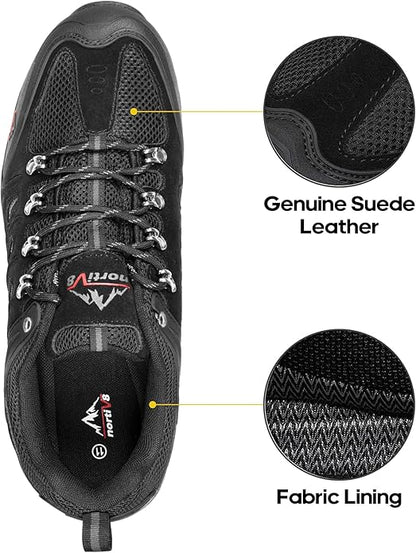 NORTIV 8 Men's Waterproof Hiking Shoes Leather Low-Top Hiking Shoes for Outdoor Trailing Trekking Camping Walking Quest