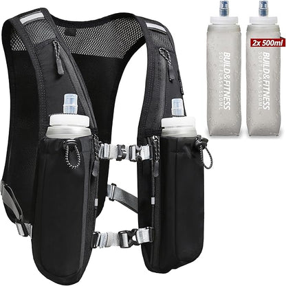 Running Hydration Vest for Women and Men. Reflective, 8 Pocket, Quick Dry, Water-Resistant, Breathable, Adjustable Backpack for Runs, Hiking, Cycling, Trails, Marathons