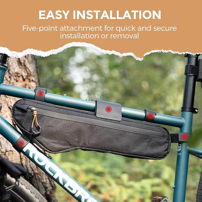 Bike Frame Bag Bike Triangle Bag Bicycle Under Tube Bike Bag,Cable Port & Pump Holder, Fits Hydration Pack for MTB & Road Bike Accessories