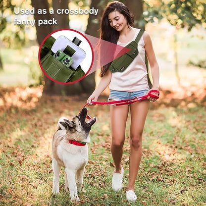 MAXTOP Large Fanny Pack Cross Body Bag Lightweight Belt Bag with Headphone Jack and 5-Zipper Pockets Adjustable Straps for Travel Dog Waliking Sports Running