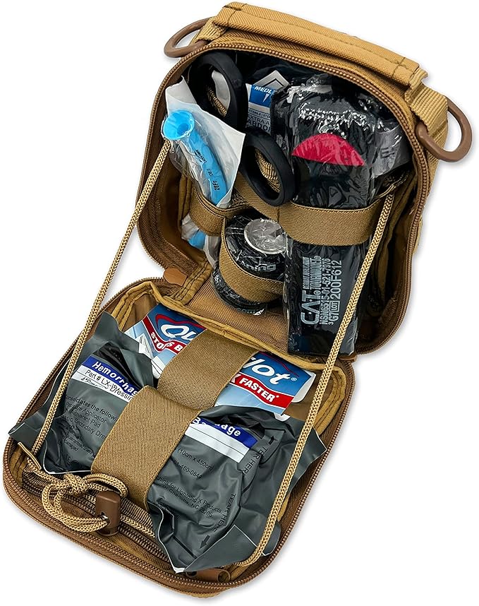 Lightning X Products Premium Nylon MOLLE Emergency Kit, Ideal for Tactical Medics, Military, Outdoor Enthusiasts (8" x 6.5" x 3")
