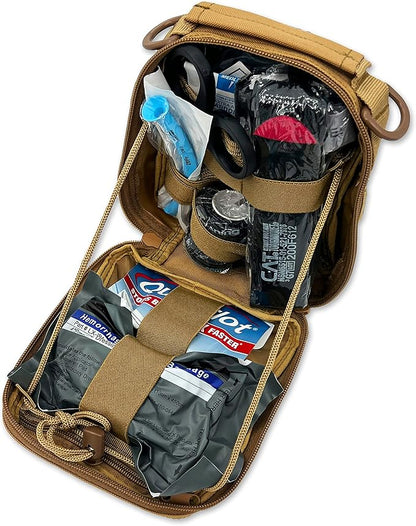 Lightning X Products Premium Nylon MOLLE Emergency Kit, Ideal for Tactical Medics, Military, Outdoor Enthusiasts (8" x 6.5" x 3")
