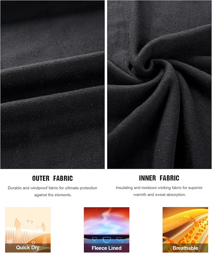 Runhit Mens Thermal Underwear Set：Fleece Lined Long Johns for Men Thermal Shirts and Pants Base Layer Cold Weather Thermals