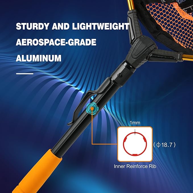 Black Paw Floating Fishing Net - Telescopic Foldable Fish Landing Net with Adjustable Mesh Head, Built in Length Scale