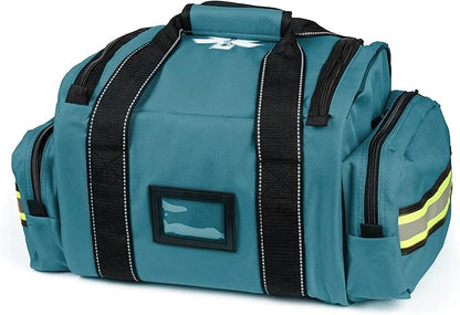 Scherber First Responder Fully-Stocked Large Professional Essentials EMT/EMS Trauma Kit | HSA/FSA Approved | Reflective Bag w/8 Zippered Pockets & Compartments & 250 First Aid Supplies (Blue)