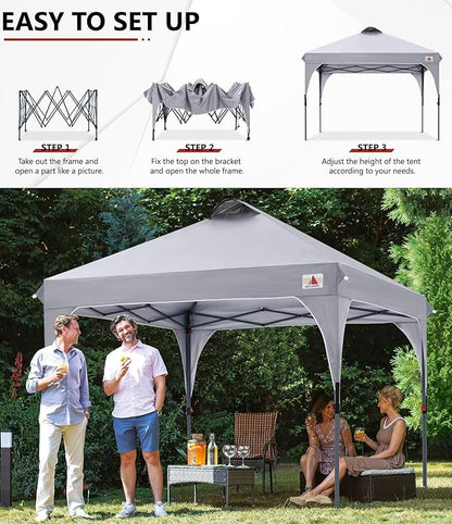 ABCCANOPY Outdoor Pop up Canopy Tent, 10x10 Instant Portable Canopy for Camping, Beach, Backyard,Gray