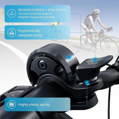 Greallthy Bike Bell, Aluminum Alloy Bicycle Bell with Clear Loud Sound, Bike Bells for Adults and Kids, Sturdy and Compact Bell Fits 0.75-1in(19-25.4mm) Handlebar for Mountain, Road Bikes.