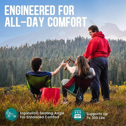 Swivel Portable Chair - Small Compact Collapsible Folding Chairs for Adults, Setup in 8 Seconds, Lightweight Outdoor Backpack Chair for Camping, Travel, Hiking, Beach, Support 300 LBS