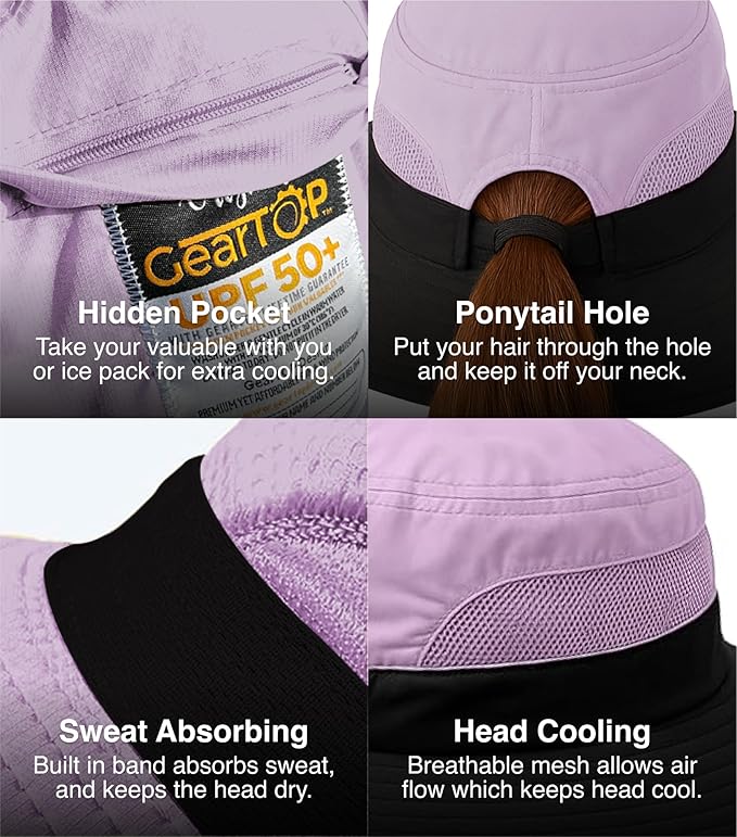 GearTOP Safari Hat for Men Sun Hats for Women UV Protection UPF 50+ Fishing, Gardening, Hiking Hat (22-23 1/2")